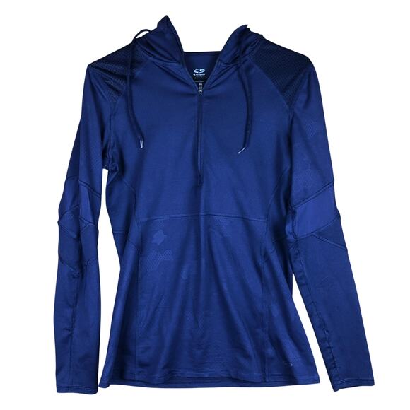 Champion Womens Hoodie Blue Camo Half Zip Duo Dry Active Lightweight Medium - Picture 1 of 11